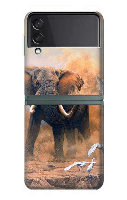 S1292 ダスティエレファントエッグレット Dusty Elephant Egrets Samsung Galaxy Z Flip 3 5G バックケース、フリップケース・カバー