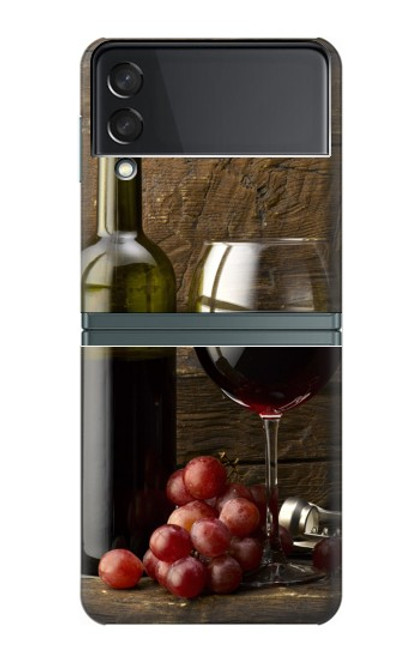 S1316 ブドウのボトルと赤ワインのグラス Grapes Bottle and Glass of Red Wine Samsung Galaxy Z Flip 3 5G バックケース、フリップケース・カバー
