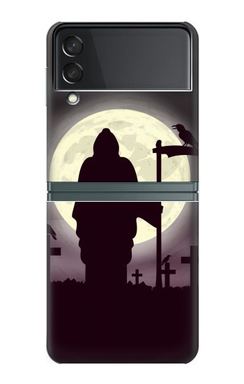 S3262 恐るべき 夜の月 墓地 Grim Reaper Night Moon Cemetery Samsung Galaxy Z Flip 3 5G バックケース、フリップケース・カバー