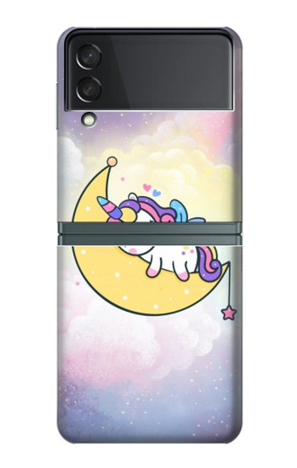 S3485 かわいい眠りユニコーン Cute Unicorn Sleep Samsung Galaxy Z Flip 3 5G バックケース、フリップケース・カバー