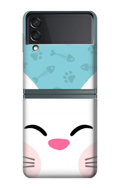 S3542 かわいい猫漫画 Cute Cat Cartoon Samsung Galaxy Z Flip 3 5G バックケース、フリップケース・カバー