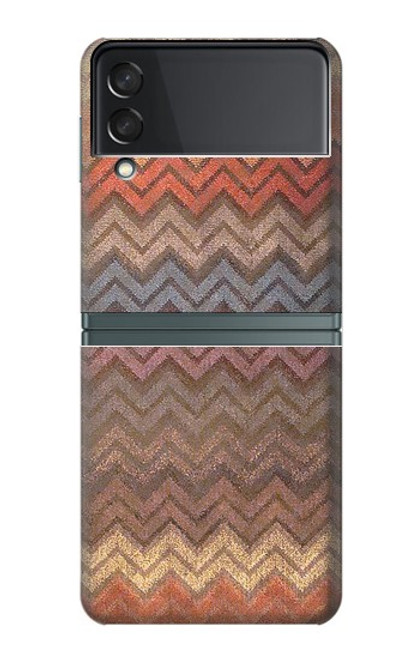 S3752 ジグザグ生地パターングラフィックプリント Zigzag Fabric Pattern Graphic Printed Samsung Galaxy Z Flip 3 5G バックケース、フリップケース・カバー