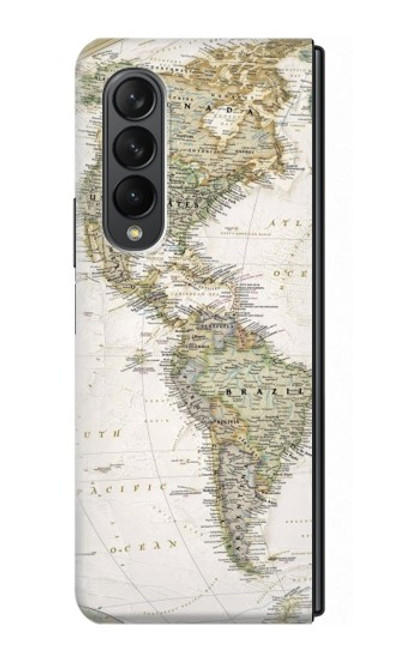 S0604 世界地図 World Map Samsung Galaxy Z Fold 3 5G バックケース、フリップケース・カバー