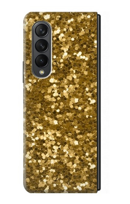 S3388 ゴールドラメグラフィックプリント Gold Glitter Graphic Print Samsung Galaxy Z Fold 3 5G バックケース、フリップケース・カバー