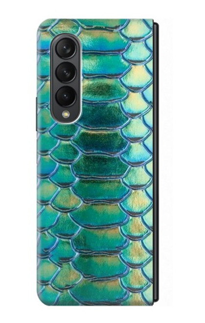 S3414 緑のヘビの鱗 グラフィックプリント Green Snake Scale Graphic Print Samsung Galaxy Z Fold 3 5G バックケース、フリップケース・カバー