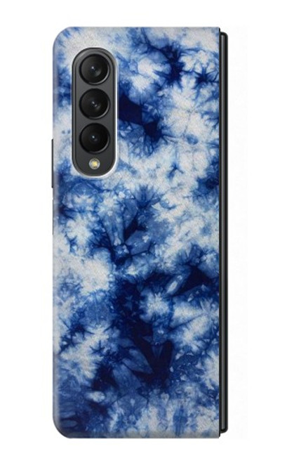 S3439 インディゴタイダイ Fabric Indigo Tie Dye Samsung Galaxy Z Fold 3 5G バックケース、フリップケース・カバー