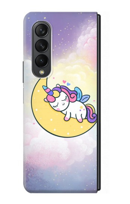 S3485 かわいい眠りユニコーン Cute Unicorn Sleep Samsung Galaxy Z Fold 3 5G バックケース、フリップケース・カバー