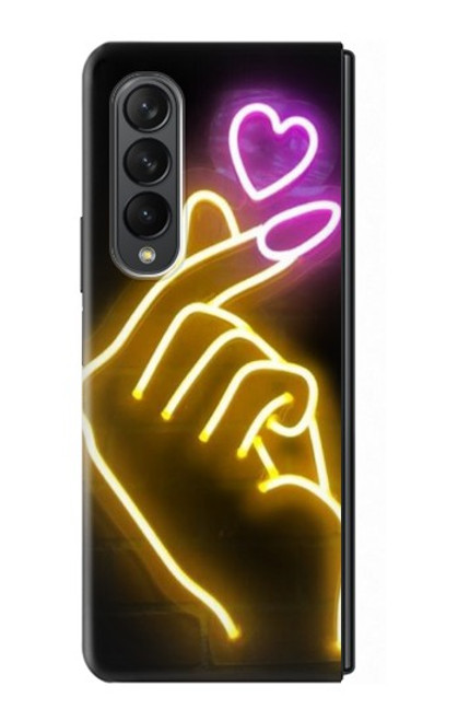 S3512 かわいいミニハート Cute Mini Heart Neon Graphic Samsung Galaxy Z Fold 3 5G バックケース、フリップケース・カバー