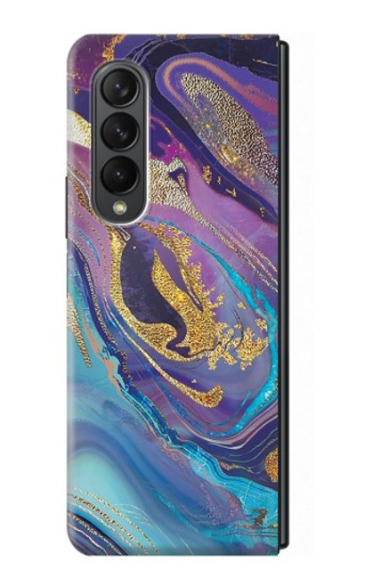 S3676 カラフルな抽象的な大理石の石 Colorful Abstract Marble Stone Samsung Galaxy Z Fold 3 5G バックケース、フリップケース・カバー