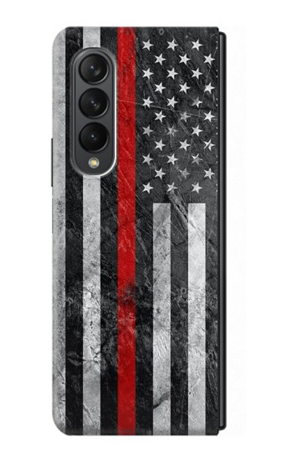 S3687 消防士細い赤い線アメリカの国旗 Firefighter Thin Red Line American Flag Samsung Galaxy Z Fold 3 5G バックケース、フリップケース・カバー