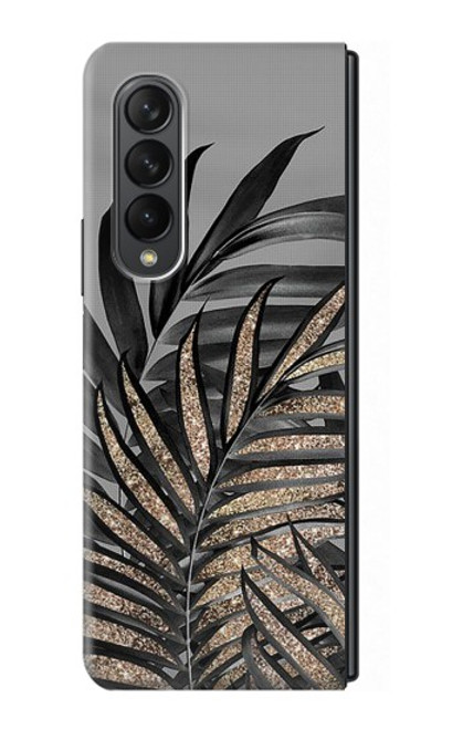 S3692 灰色の黒いヤシの葉 Gray Black Palm Leaves Samsung Galaxy Z Fold 3 5G バックケース、フリップケース・カバー