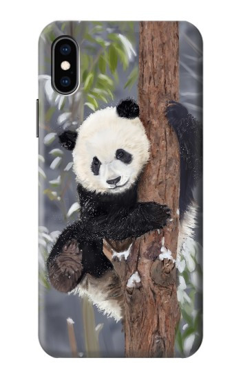 S3793 かわいい赤ちゃん雪パンダのペイント Cute Baby Panda Snow Painting iPhone X, iPhone XS バックケース、フリップケース・カバー