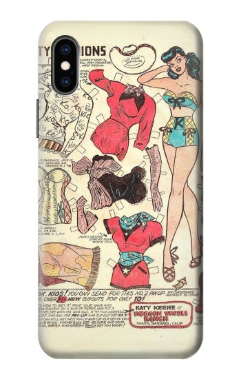 S3820 ヴィンテージ騎乗位ファッション紙人形 Vintage Cowgirl Fashion Paper Doll iPhone X, iPhone XS バックケース、フリップケース・カバー