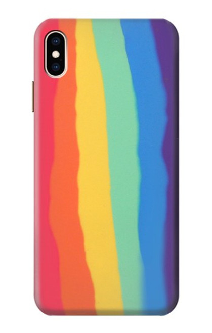 S3799 かわいい縦水彩レインボー Cute Vertical Watercolor Rainbow iPhone XS Max バックケース、フリップケース・カバー