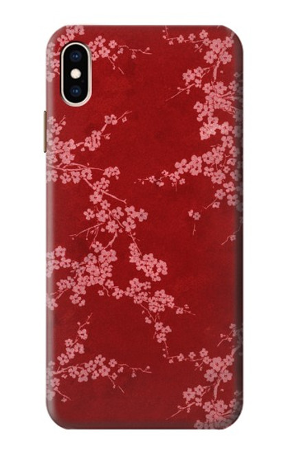 S3817 赤い花の桜のパターン Red Floral Cherry blossom Pattern iPhone XS Max バックケース、フリップケース・カバー