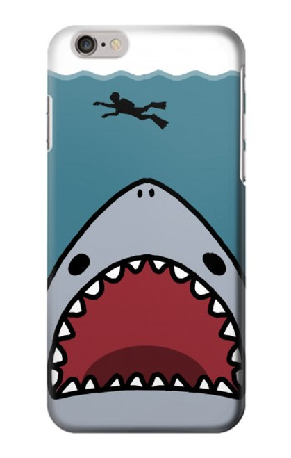 S3825 漫画のサメの海のダイビング Cartoon Shark Sea Diving iPhone 6 6S バックケース、フリップケース・カバー