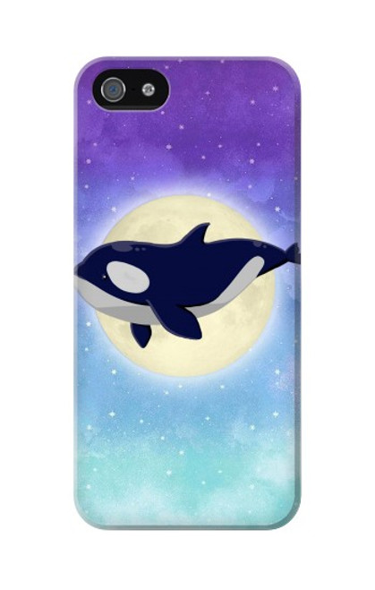 S3807 キラーホエールオルカ月パステルファンタジー Killer Whale Orca Moon Pastel Fantasy iPhone 5 5S SE バックケース、フリップケース・カバー