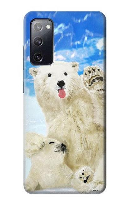 S3794 北極シロクマはシールに恋するペイント Arctic Polar Bear in Love with Seal Paint Samsung Galaxy S20 FE バックケース、フリップケース・カバー