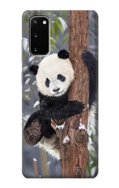 S3793 かわいい赤ちゃん雪パンダのペイント Cute Baby Panda Snow Painting Samsung Galaxy S20 バックケース、フリップケース・カバー