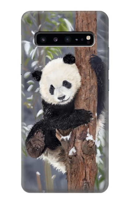 S3793 かわいい赤ちゃん雪パンダのペイント Cute Baby Panda Snow Painting Samsung Galaxy S10 5G バックケース、フリップケース・カバー
