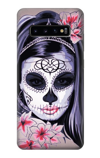 S3821 シュガースカルスチームパンクガールゴシック Sugar Skull Steam Punk Girl Gothic Samsung Galaxy S10 Plus バックケース、フリップケース・カバー