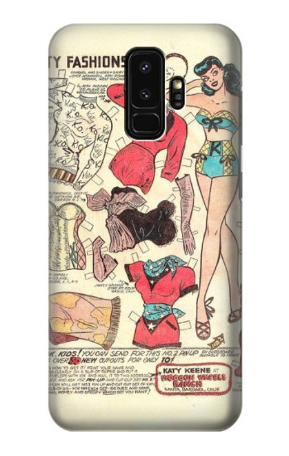 S3820 ヴィンテージ騎乗位ファッション紙人形 Vintage Cowgirl Fashion Paper Doll Samsung Galaxy S9 Plus バックケース、フリップケース・カバー