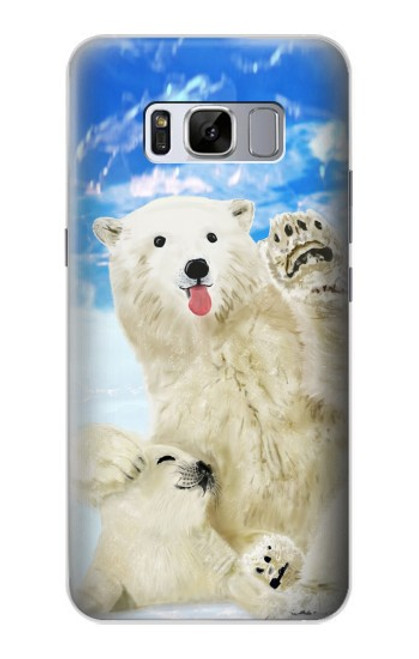 S3794 北極シロクマはシールに恋するペイント Arctic Polar Bear in Love with Seal Paint Samsung Galaxy S8 Plus バックケース、フリップケース・カバー