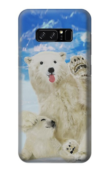 S3794 北極シロクマはシールに恋するペイント Arctic Polar Bear in Love with Seal Paint Note 8 Samsung Galaxy Note8 バックケース、フリップケース・カバー