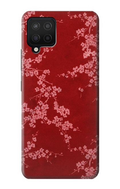 S3817 赤い花の桜のパターン Red Floral Cherry blossom Pattern Samsung Galaxy A12 バックケース、フリップケース・カバー