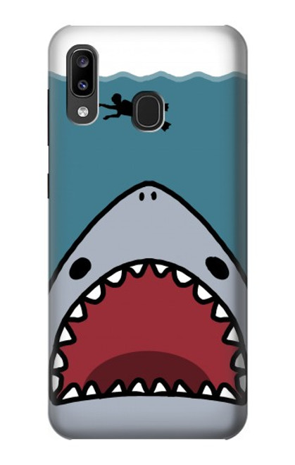 S3825 漫画のサメの海のダイビング Cartoon Shark Sea Diving Samsung Galaxy A20, Galaxy A30 バックケース、フリップケース・カバー