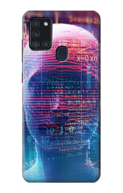 S3800 デジタル人顔 Digital Human Face Samsung Galaxy A21s バックケース、フリップケース・カバー