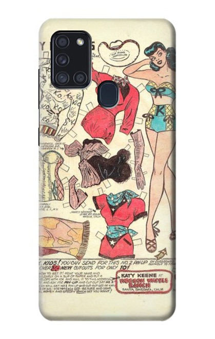 S3820 ヴィンテージ騎乗位ファッション紙人形 Vintage Cowgirl Fashion Paper Doll Samsung Galaxy A21s バックケース、フリップケース・カバー