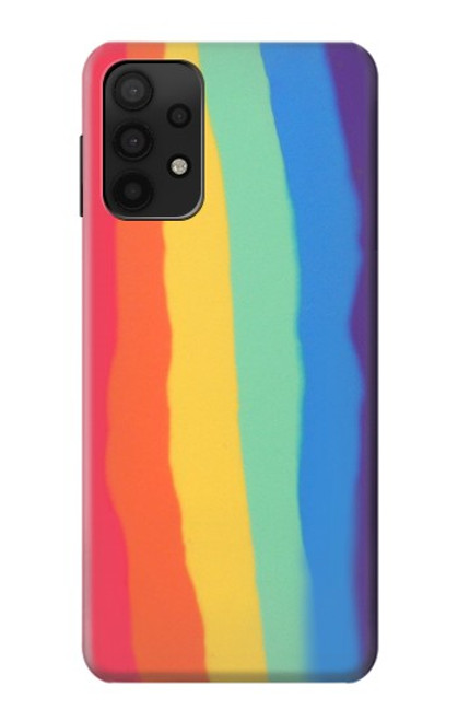 S3799 かわいい縦水彩レインボー Cute Vertical Watercolor Rainbow Samsung Galaxy A32 5G バックケース、フリップケース・カバー