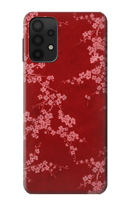 S3817 赤い花の桜のパターン Red Floral Cherry blossom Pattern Samsung Galaxy A32 5G バックケース、フリップケース・カバー