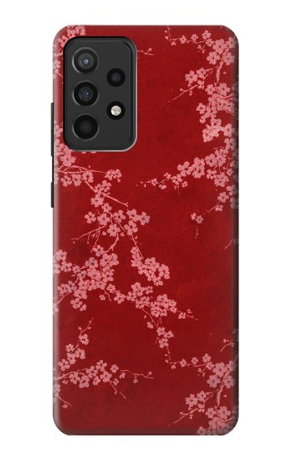 S3817 赤い花の桜のパターン Red Floral Cherry blossom Pattern Samsung Galaxy A52, Galaxy A52 5G バックケース、フリップケース・カバー