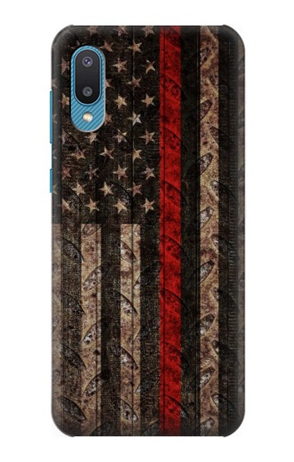 S3804 消防士メタルレッドラインフラググラフィック Fire Fighter Metal Red Line Flag Graphic Samsung Galaxy A04, Galaxy A02, M02 バックケース、フリップケース・カバー