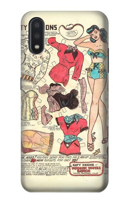 S3820 ヴィンテージ騎乗位ファッション紙人形 Vintage Cowgirl Fashion Paper Doll Samsung Galaxy A01 バックケース、フリップケース・カバー