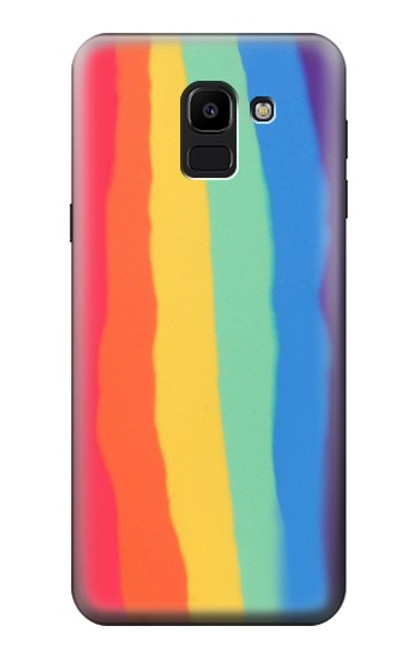 S3799 かわいい縦水彩レインボー Cute Vertical Watercolor Rainbow Samsung Galaxy J6 (2018) バックケース、フリップケース・カバー