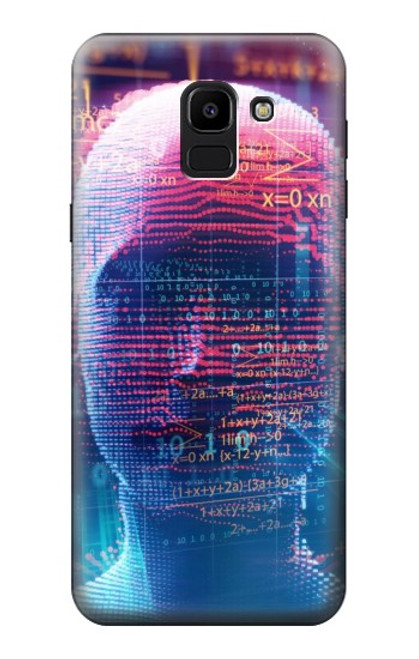 S3800 デジタル人顔 Digital Human Face Samsung Galaxy J6 (2018) バックケース、フリップケース・カバー