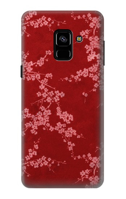 S3817 赤い花の桜のパターン Red Floral Cherry blossom Pattern Samsung Galaxy A8 (2018) バックケース、フリップケース・カバー