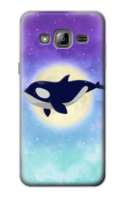 S3807 キラーホエールオルカ月パステルファンタジー Killer Whale Orca Moon Pastel Fantasy Samsung Galaxy J3 (2016) バックケース、フリップケース・カバー