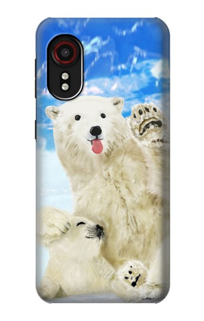 S3794 北極シロクマはシールに恋するペイント Arctic Polar Bear in Love with Seal Paint Samsung Galaxy Xcover 5 バックケース、フリップケース・カバー