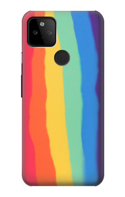 S3799 かわいい縦水彩レインボー Cute Vertical Watercolor Rainbow Google Pixel 5A 5G バックケース、フリップケース・カバー