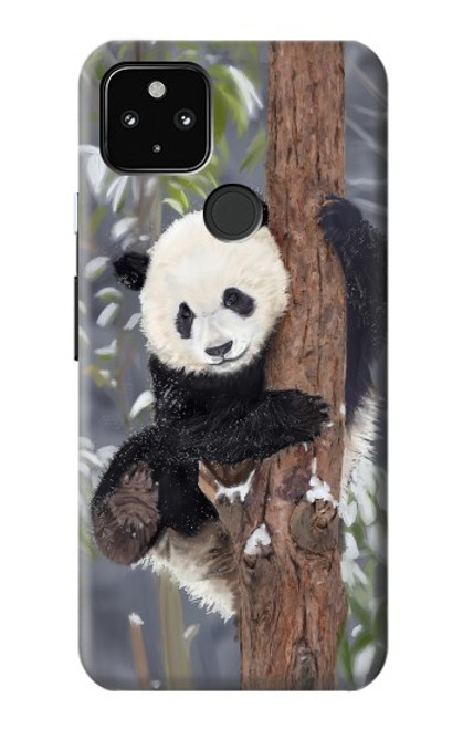 S3793 かわいい赤ちゃん雪パンダのペイント Cute Baby Panda Snow Painting Google Pixel 4a 5G バックケース、フリップケース・カバー