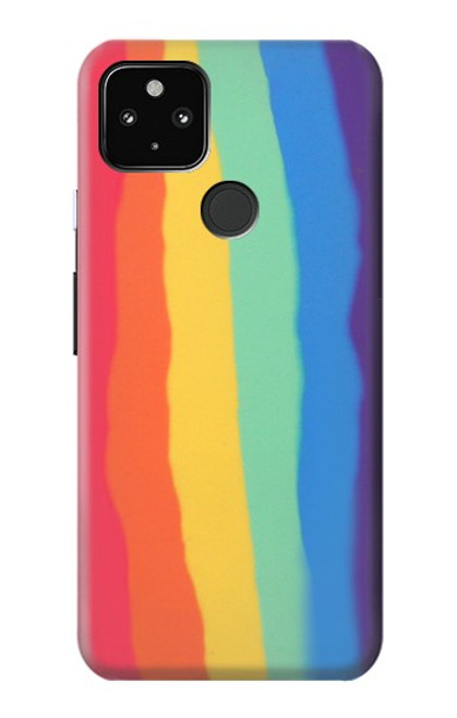 S3799 かわいい縦水彩レインボー Cute Vertical Watercolor Rainbow Google Pixel 4a 5G バックケース、フリップケース・カバー