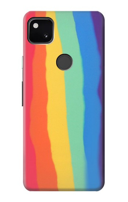 S3799 かわいい縦水彩レインボー Cute Vertical Watercolor Rainbow Google Pixel 4a バックケース、フリップケース・カバー
