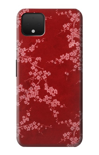 S3817 赤い花の桜のパターン Red Floral Cherry blossom Pattern Google Pixel 4 XL バックケース、フリップケース・カバー