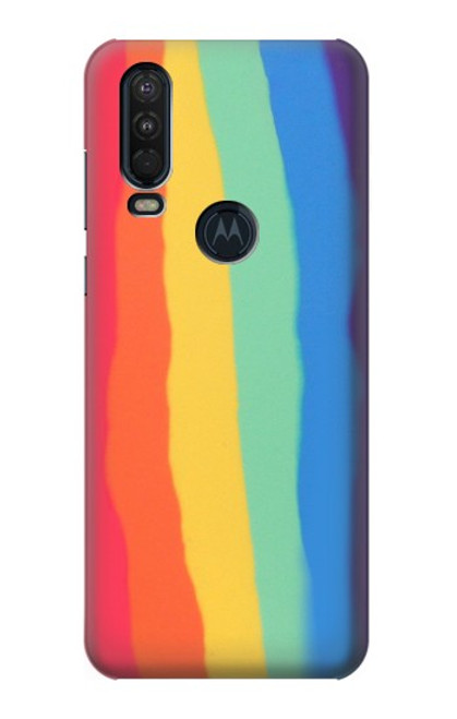 S3799 かわいい縦水彩レインボー Cute Vertical Watercolor Rainbow Motorola One Action (Moto P40 Power) バックケース、フリップケース・カバー