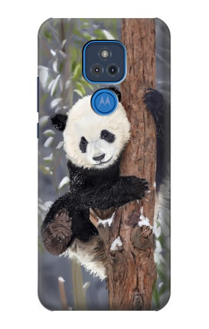 S3793 かわいい赤ちゃん雪パンダのペイント Cute Baby Panda Snow Painting Motorola Moto G Play (2021) バックケース、フリップケース・カバー