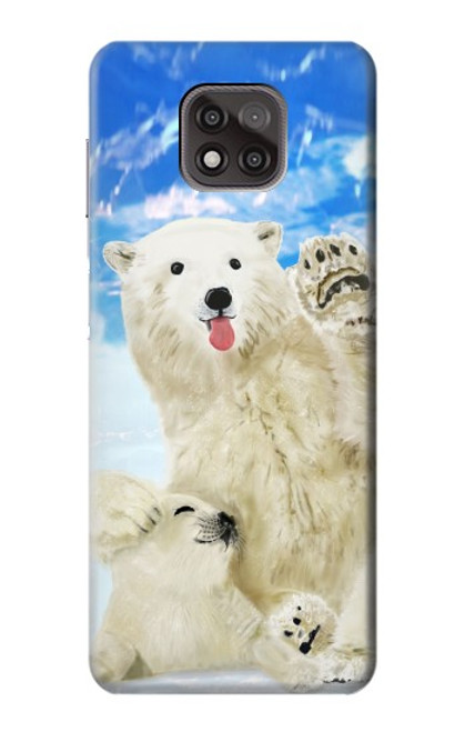 S3794 北極シロクマはシールに恋するペイント Arctic Polar Bear in Love with Seal Paint Motorola Moto G Power (2021) バックケース、フリップケース・カバー